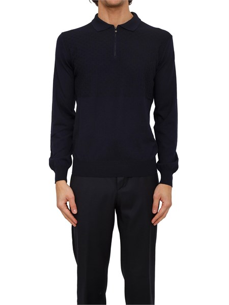 maglia polo corneliani in lana vergine blu 26m50a2625142