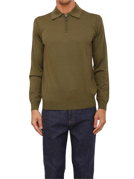 maglia polo mezza zip paolo pecora in lana verde a002f001