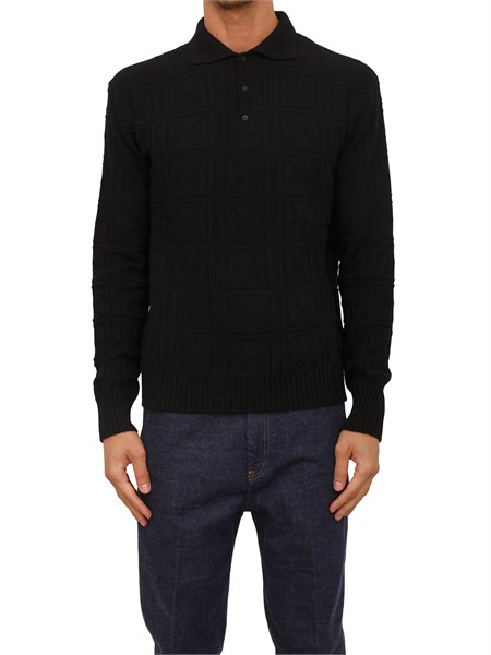 maglia richmond x uomo in lana nera con lavorazione logo all over uma25211ma