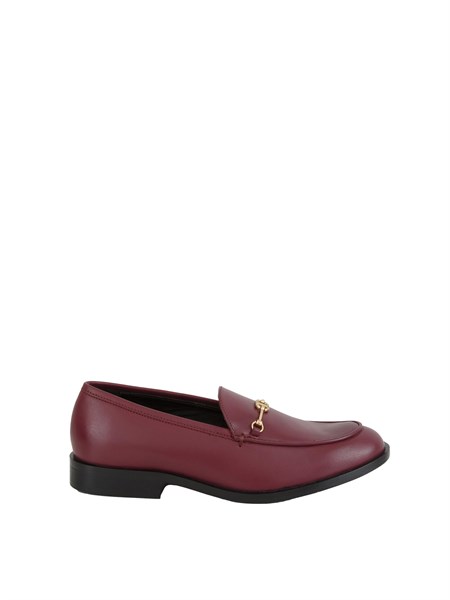 mocassino twinset in pelle bordeaux con logo oro 252tcp130