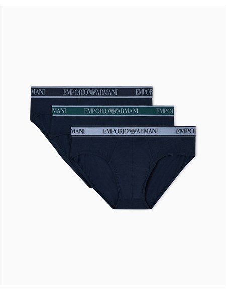 pack 3 slip emporio armani in cotone stretch blu em000258af10779