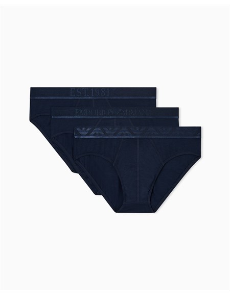 pack 3 slip emporio armani in cotone stretch blu em000258af10780