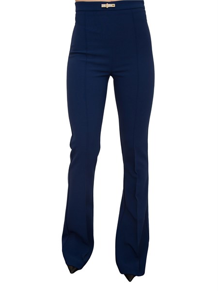 pantaloni blu a zampa in doppio crepe leggero elisabetta franchi pa09952e2
