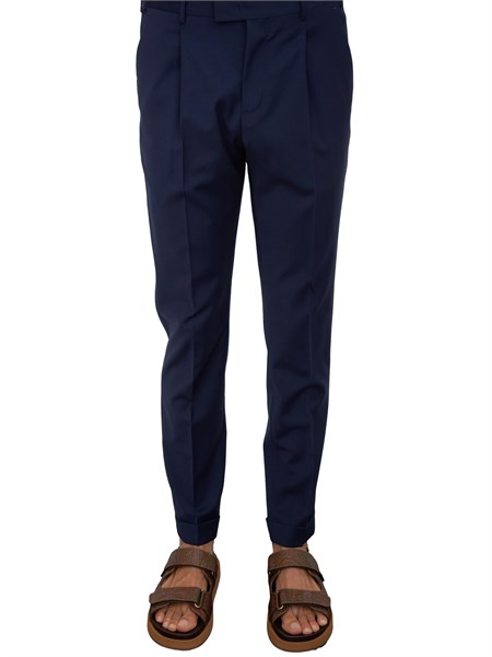 pantaloni uomo pt torino in gabardina di cotone blu con linea carrot asmaza0cl1po35