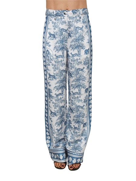 pantalone fracomina in tessuto stampa esotica blu fs26sv3015w459k5