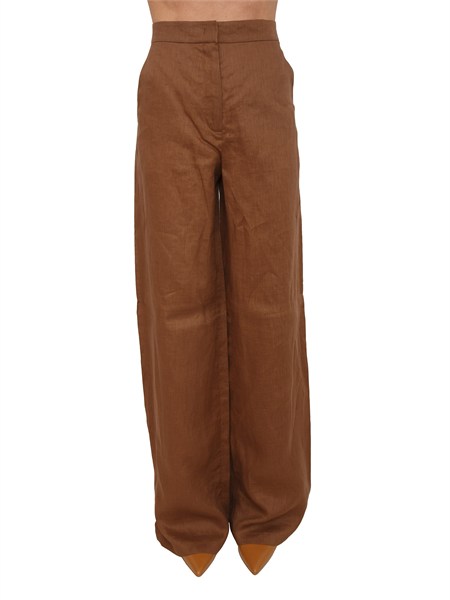 pantalone msttapioca max mara studio in lino marrone msttapioca