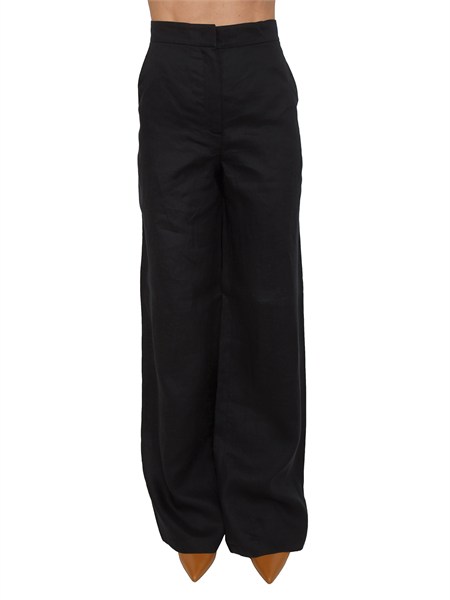 pantalone msttapioca max mara studio in lino nero msttapioca