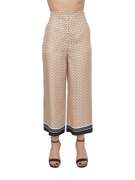 pantalone ottelia max mara studio in twill di seta bianca stampata ottelia