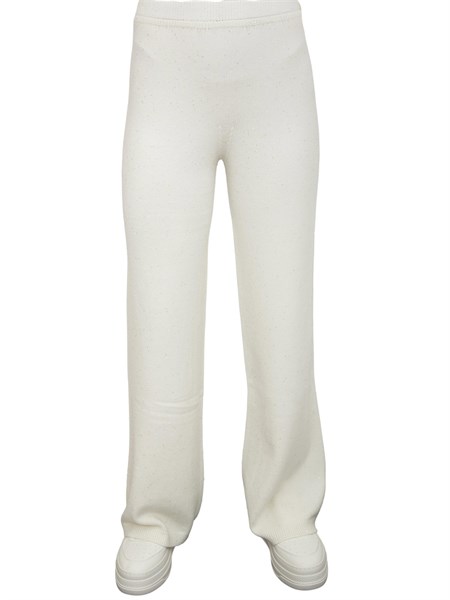 pantalone palazzo hinnominate donna in misto viscosa panna con paillettes hmabw02317mttm0001