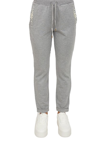 pantalone tuta liu jo donna n viscosa grigia con perle tf5155fs576