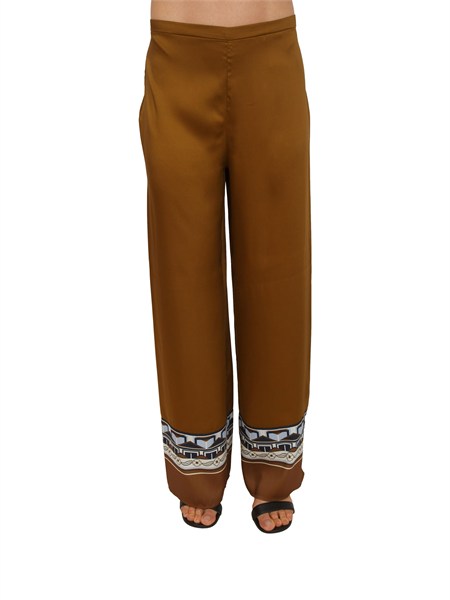 pantaloni estetic nenette in tessuto fluido verde kaki con bordura etnica 41bb estetic