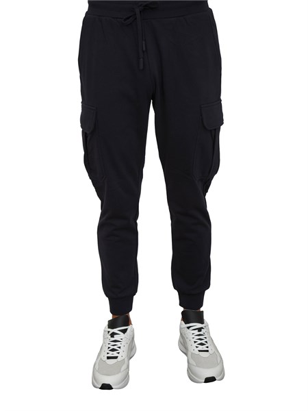 pantaloni in felpa antony morato con tasche cargo in misto cotone interlock blu mmfp00414fa150222