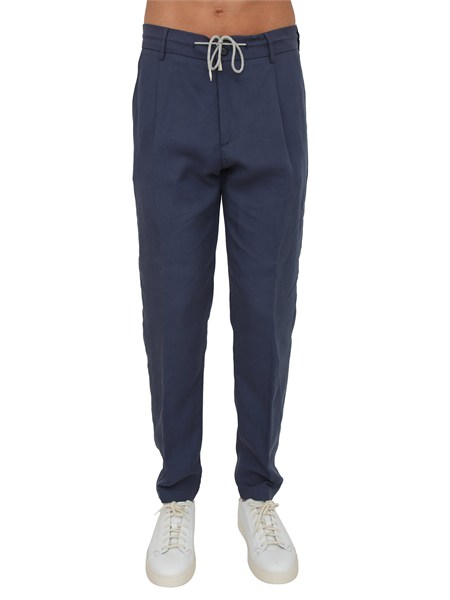 pantaloni jogger eleventy uomo in lino blu m75pang03tes0m116