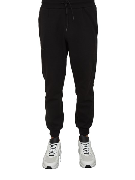pantaloni tuta antony morato in misto cotone interlock nero con bande laterali mmfp00412fa150168