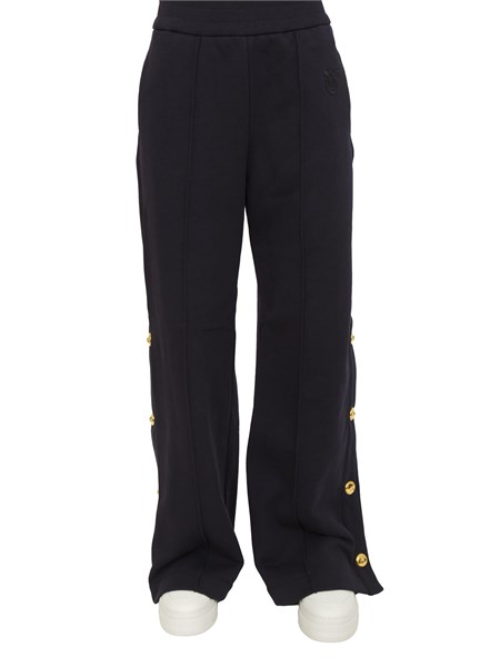 pantaloni tuta pinko in cotone blu con bottoni dorati pasticciatoa2tc