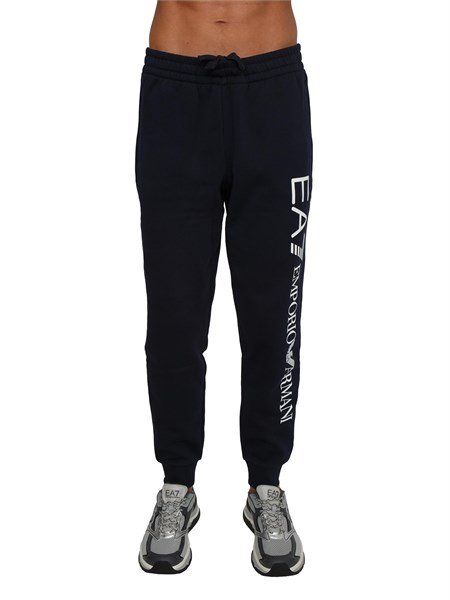 pantaloni tuta uomo ea7 emporio armani in cotone blu con logo 7m000572af10377
