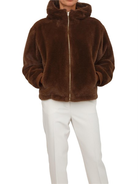 pelliccia emme marella in tessuto effetto furry marrone topaz