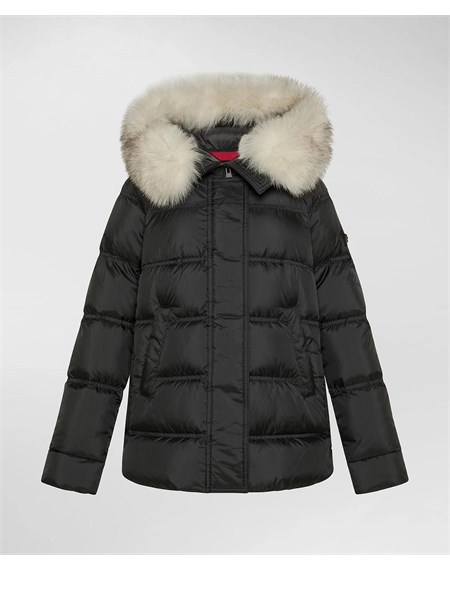 piumino bimba peuterey nero con cappuccio e zip laterali pkk2149takanmqn03