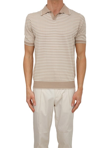 polo aiace galassi in maglia di cotone a righe bianco beige 1460802