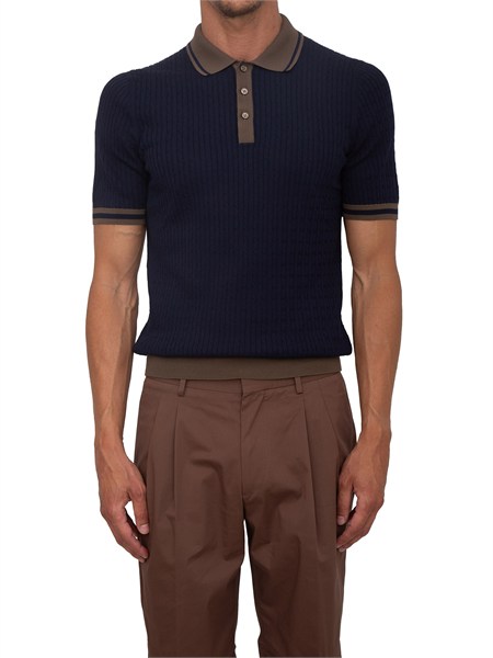 polo maglia gran sasso uomo in cotone blu profili marroni 5711320625