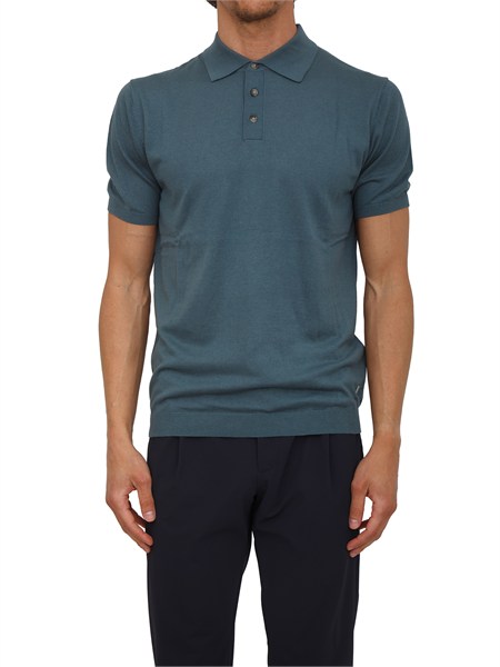 polo maglia liu jo uomo in filato cotone e seta petrolio qa6071ma19r