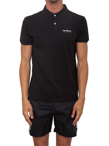 polo nera bikkembergs swimwear uomo in cotone bkk26mpl01