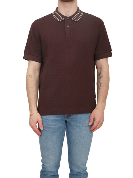 polo piano boss uomo in cotone lavorato marrone c piano4750558869