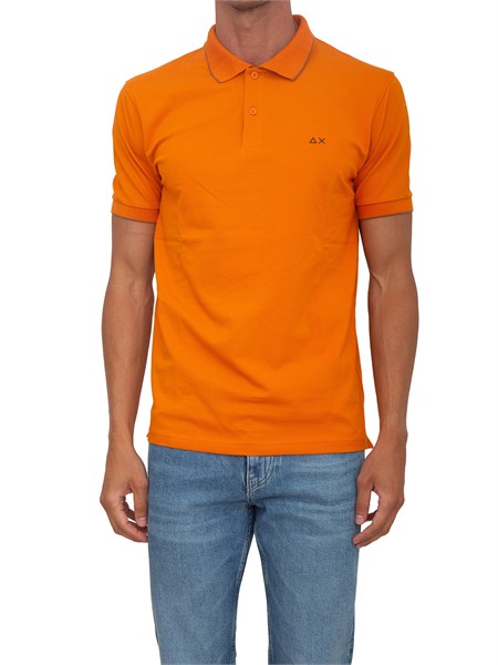 polo sun68 uomo in piquet di cotone arancione a36111