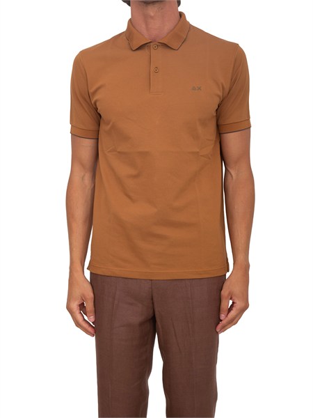 polo sun68 uomo in piquet di cotone marrone a36111