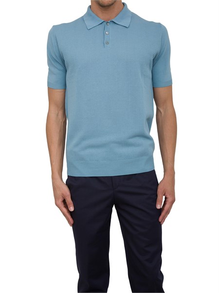 polo maglia uomo aiace galassi in cotone azzurro con trama lavorata davanti 1450152