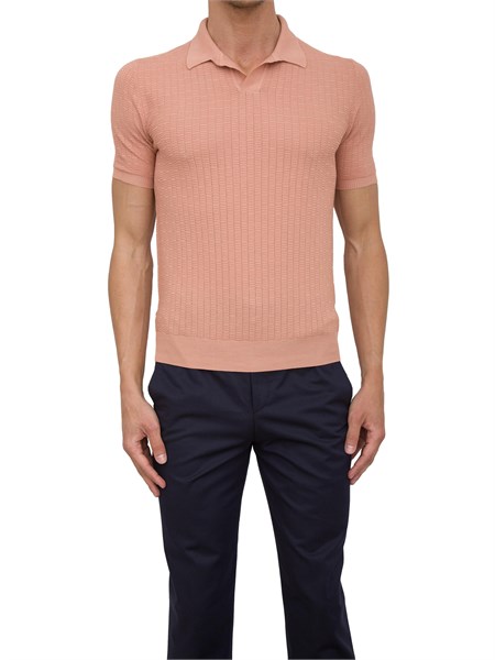 polo uomo aiace galassi in leggero cotone rosa con lavorazione trama 1450972