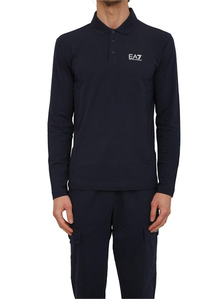 polo uomo ea7 emporio armani in cotone stretch blu 8npf15pjvqz