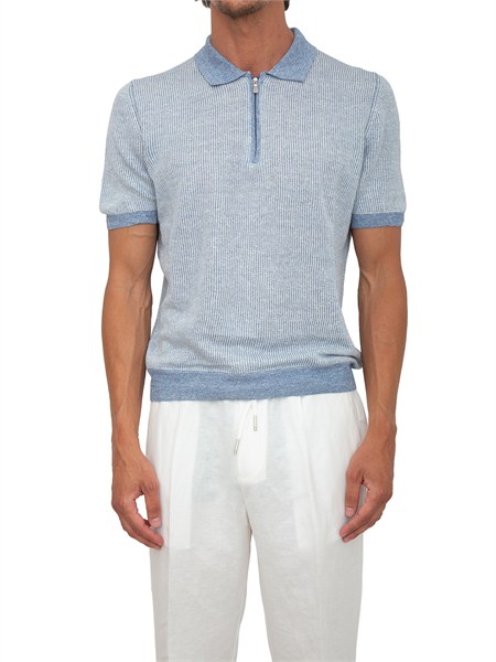 polo zip gran sasso uomo in maglia azzurra millerighe 5717218647