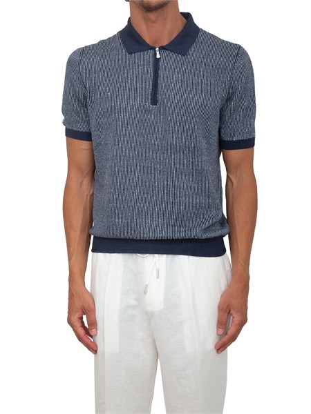 polo zip gran sasso uomo in maglia blu millerighe 5717218647