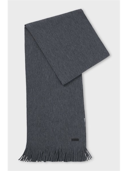 sciarpa boss uomo in lana grigia lavorazione raschel albas50495340