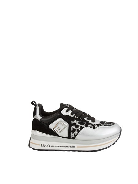 sneakers liu jo donna con glitter animalier nero argento bf5009px682