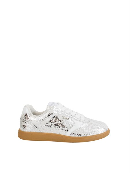 sneakers liu jo donna in pelle crackle laminata argento bf5069px006