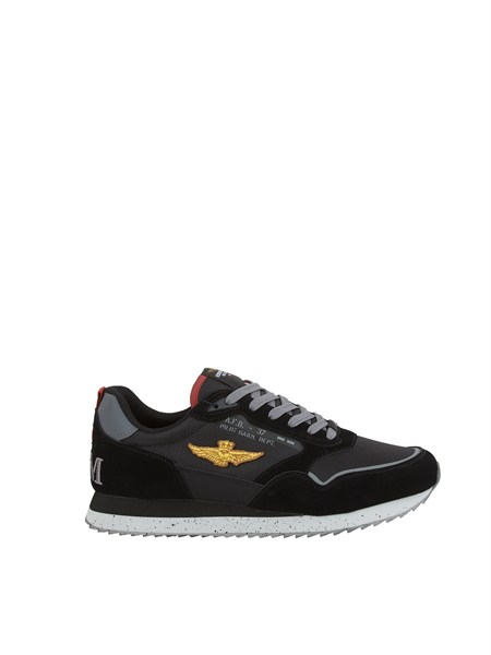 sneakers nere aeronautica militare in mesh e suede 261sc0288uct03545
