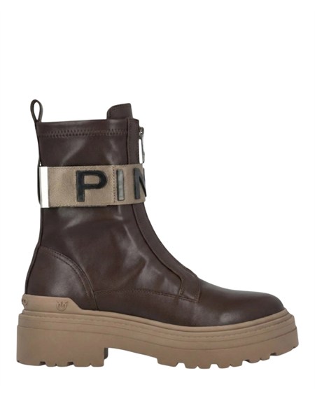 stivali mia pinko in pelle marrone e fascia logo mia13sd0219p061
