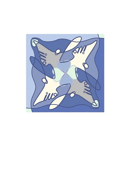 stola blu 120x120 liu jo donna stampa astratta cuori e logo 2a6038t2745