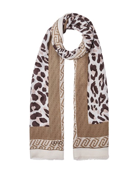 stola liu jo donna in tessuto stampa animalier beige 2a6041t4286