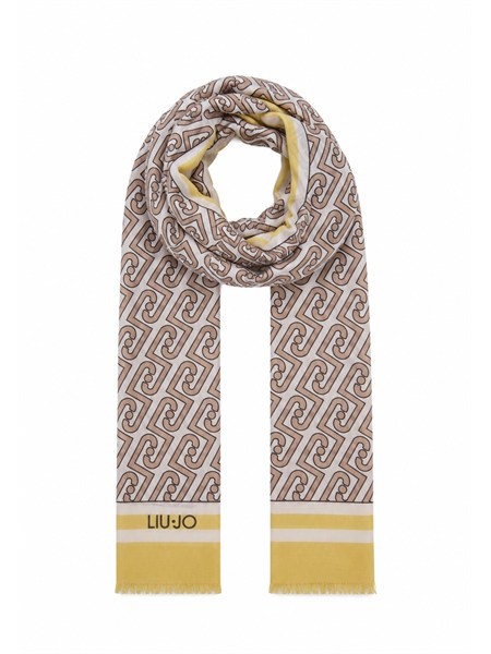 stola liu jo donna in tessuto stampa logo giallo 2a6039t2745