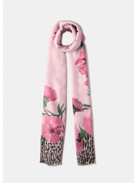stola liu jo in viscosa con stampa animalier floreale rosa 2f5077t0300