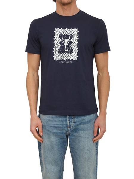 t shirt antony morato in cotone blu stampa scorpione mmks02666fa100240