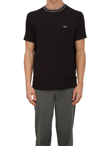 t shirt armani exchange in viscosa nera profili collo xm002484af21936