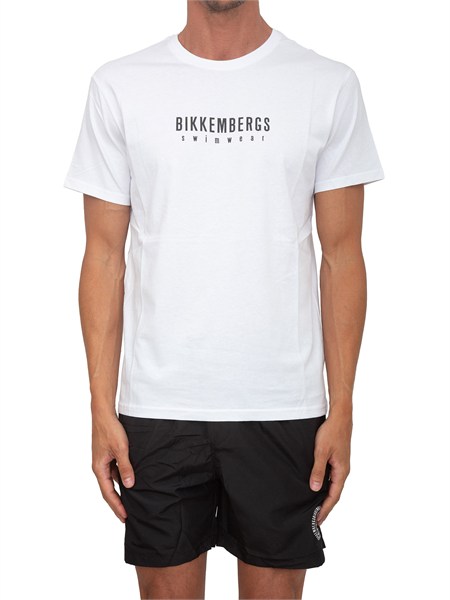 t shirt bianca bikkembergs swimwear uomo in cotone bkk26mts02