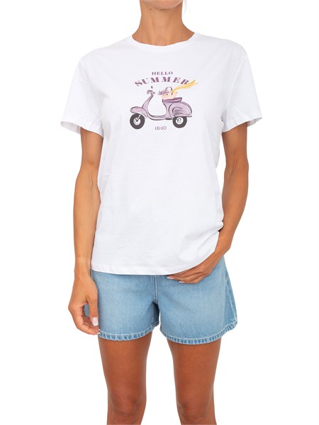 t shirt bianca liu jo donna con stampa wa6502js923