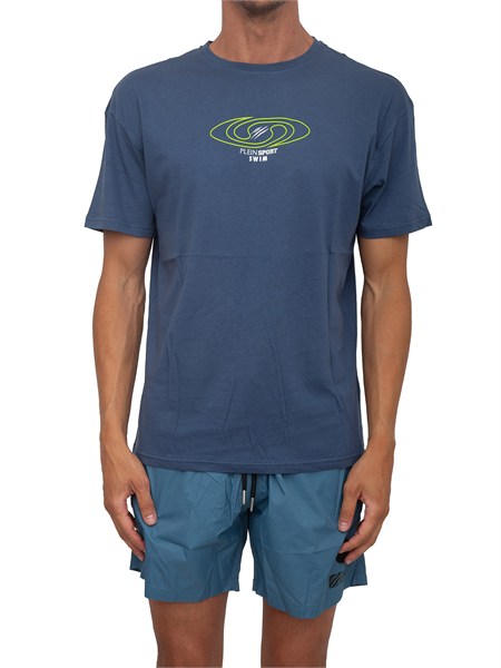 t shirt blu plein sport swim uomo con stampe ps26mts07