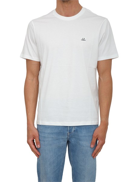 t shirt cp company in cotone bianco con logo s726a005100w