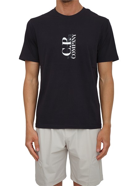 t shirt cp company in cotone blu con logo s084a005100w